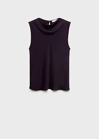 Satin blouse with draped neck