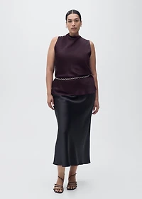 Satin blouse with draped neck