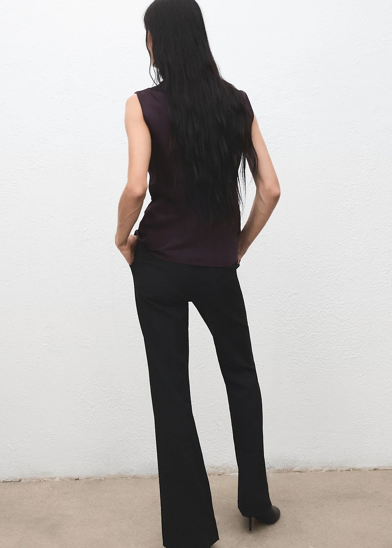 Satin blouse with draped neck