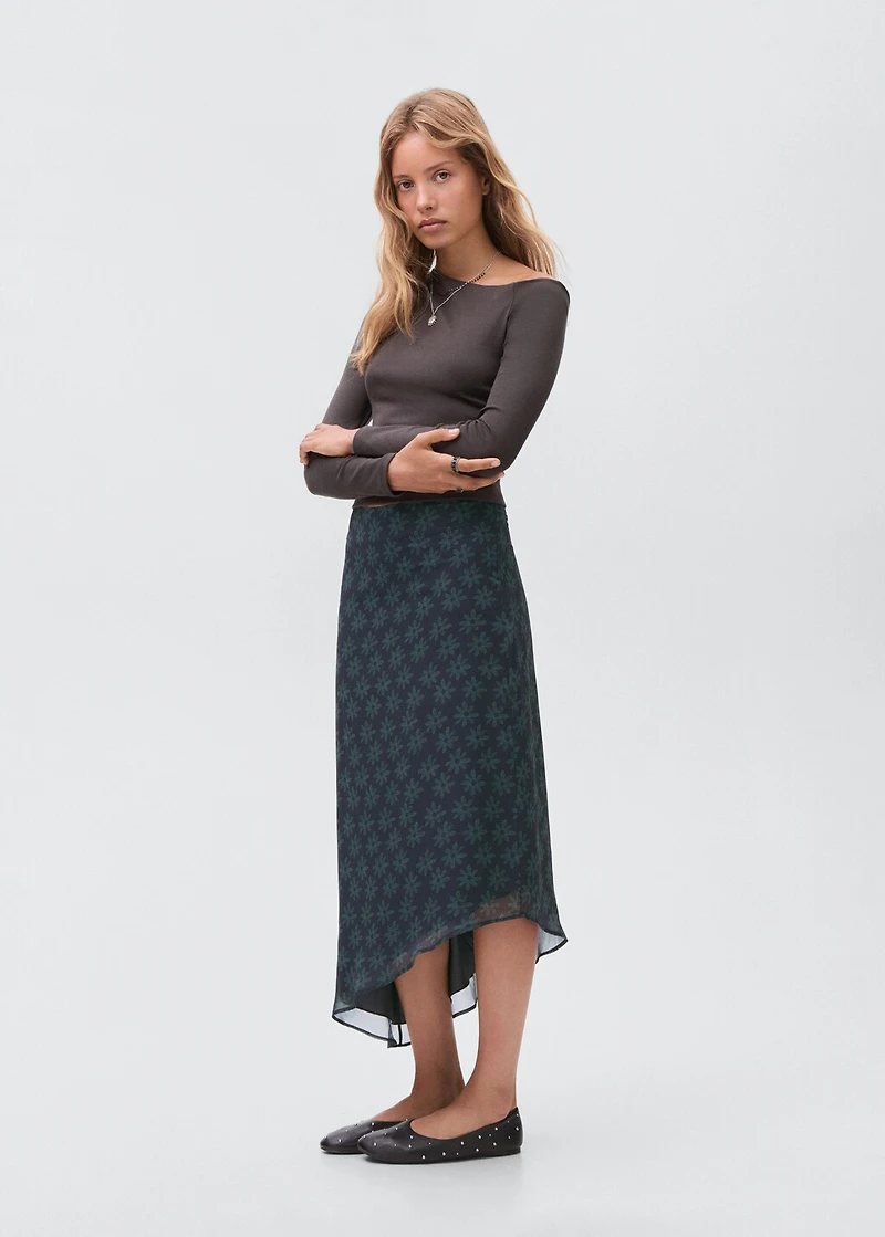 Asymmetrical floral skirt