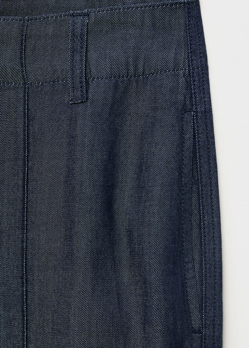 Wide leg denim pants with stitching