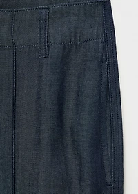 Wide leg denim pants with stitching