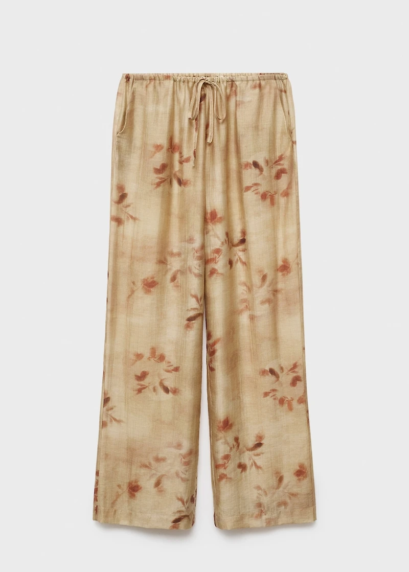 Leaf-print pants