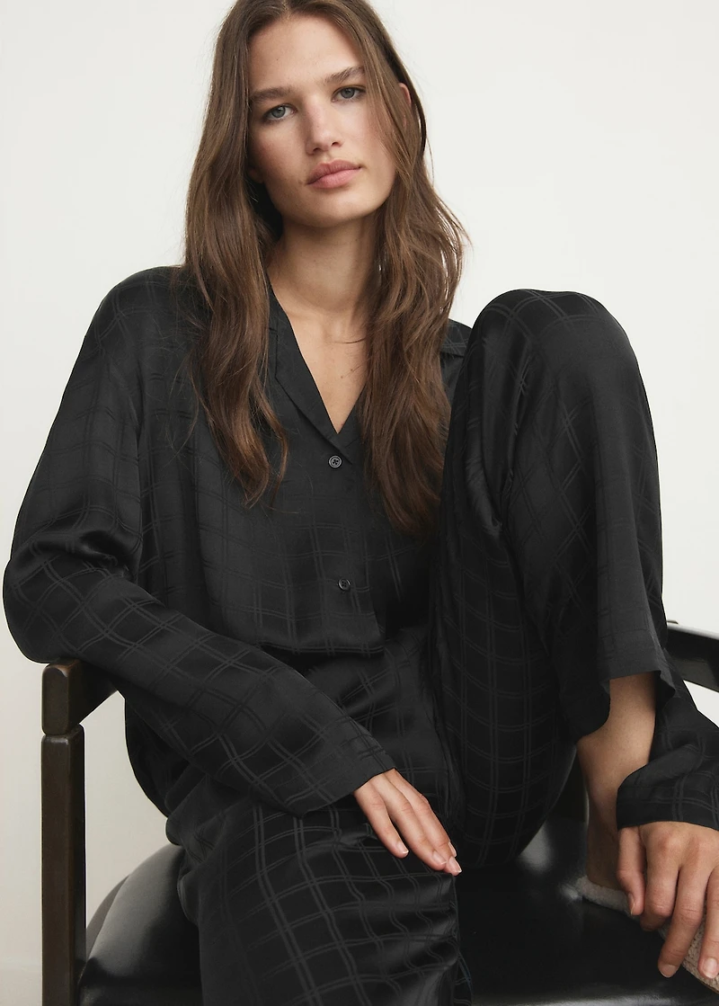 Rayon check pajama top