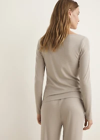 Ribbed knit button-down T-shirt