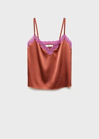 Silk top with contrasting lace