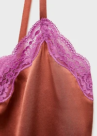 Silk top with contrasting lace