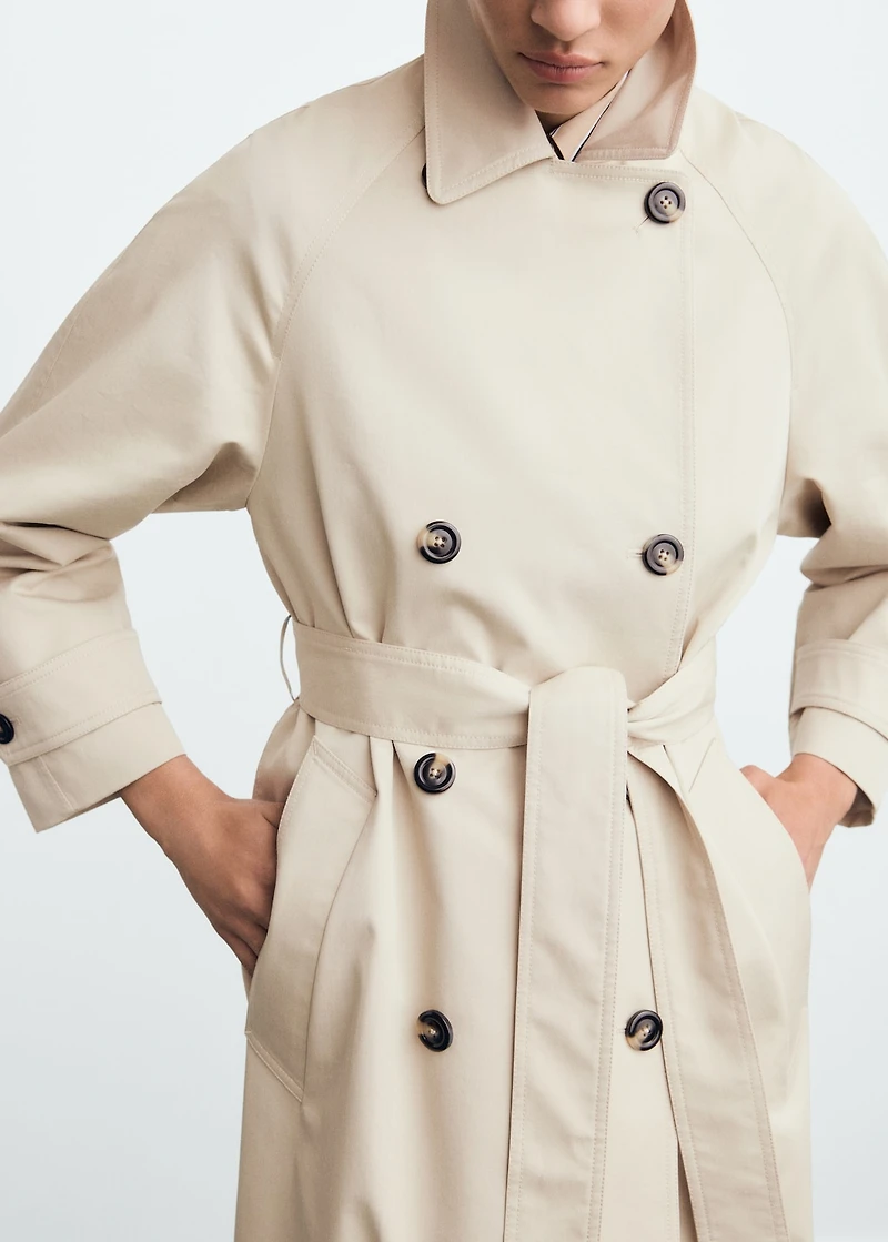 Long double-breasted trench coat