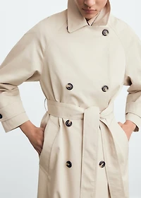 Long double-breasted trench coat