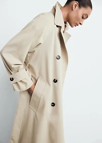 Long double-breasted trench coat