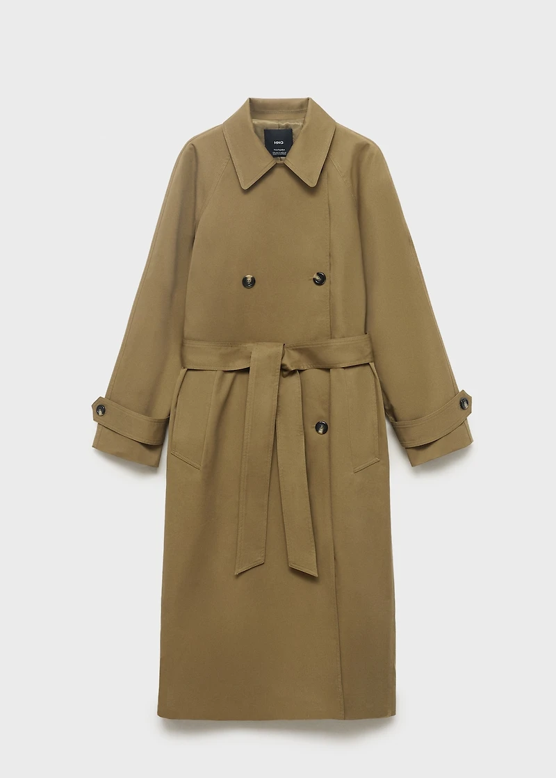Long double-breasted trench coat