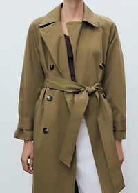 Long double-breasted trench coat