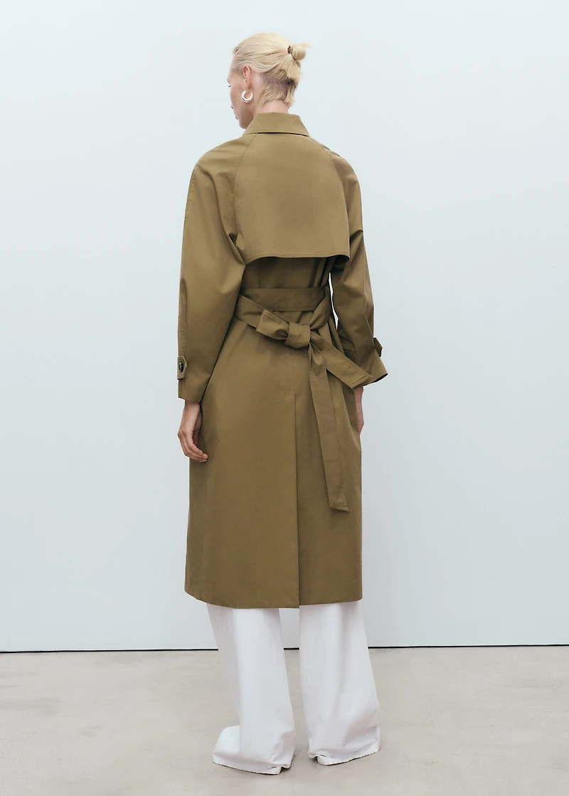 Long double-breasted trench coat