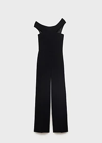 Long jumpsuit with asymmetrical neck