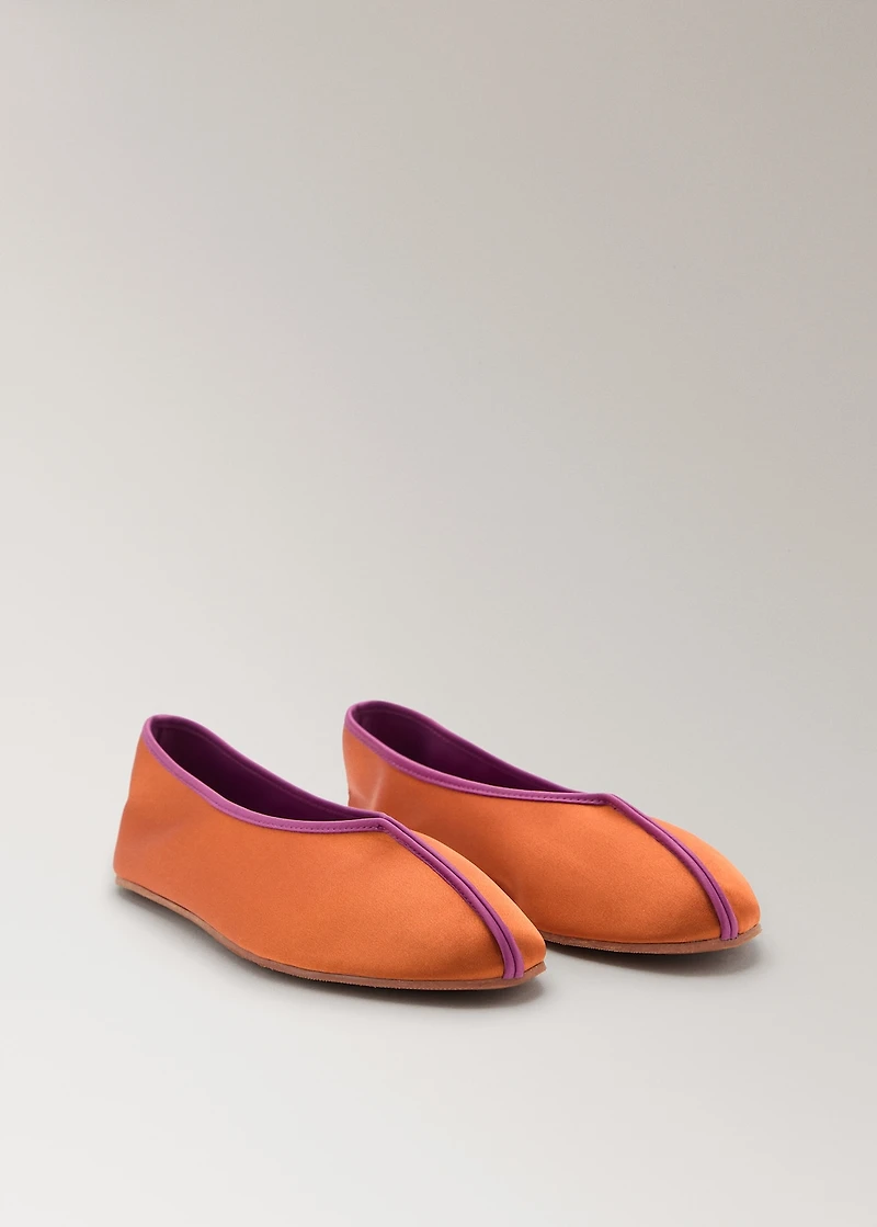Satin ballet flats with contrast piping