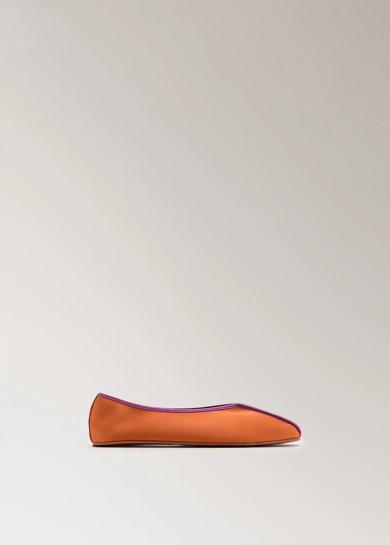 Satin ballet flats with contrast piping