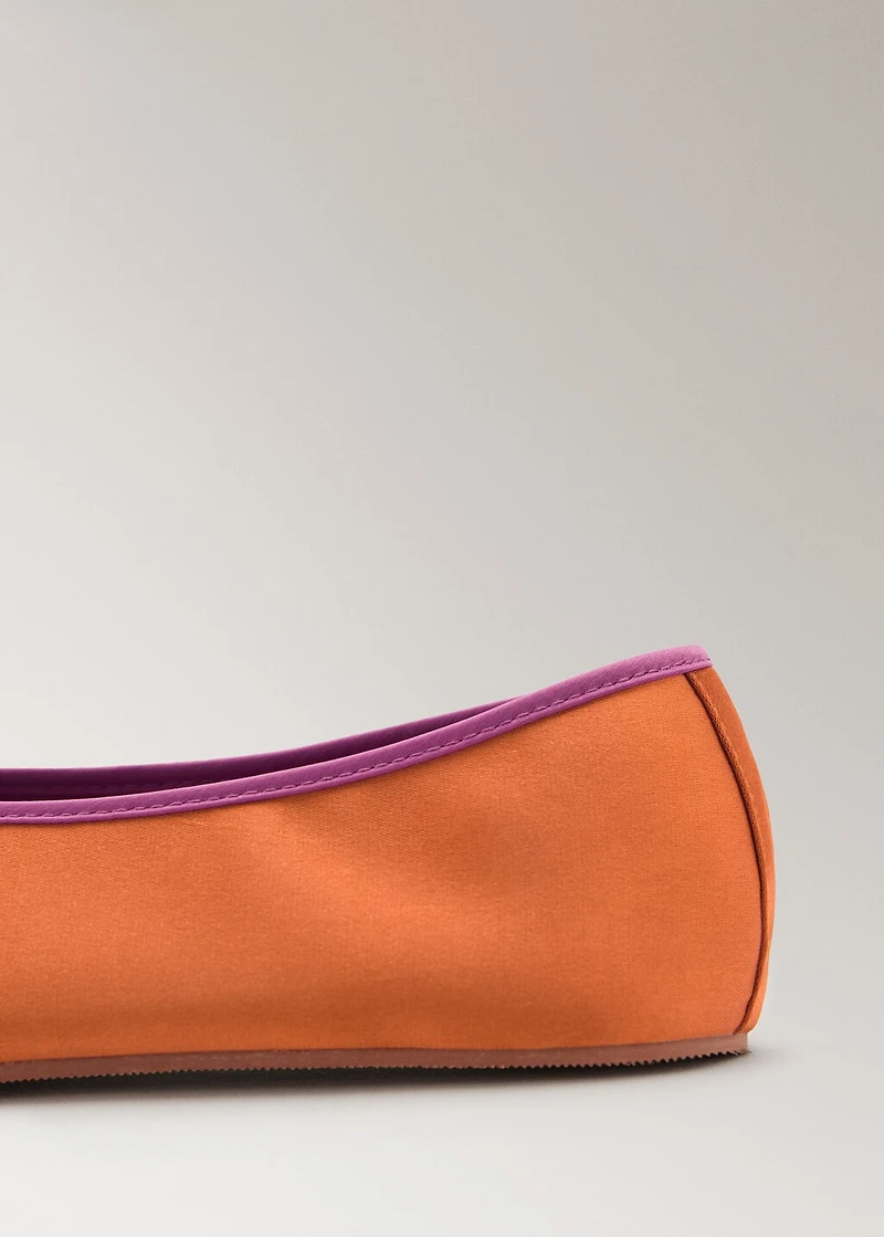 Satin ballet flats with contrast piping