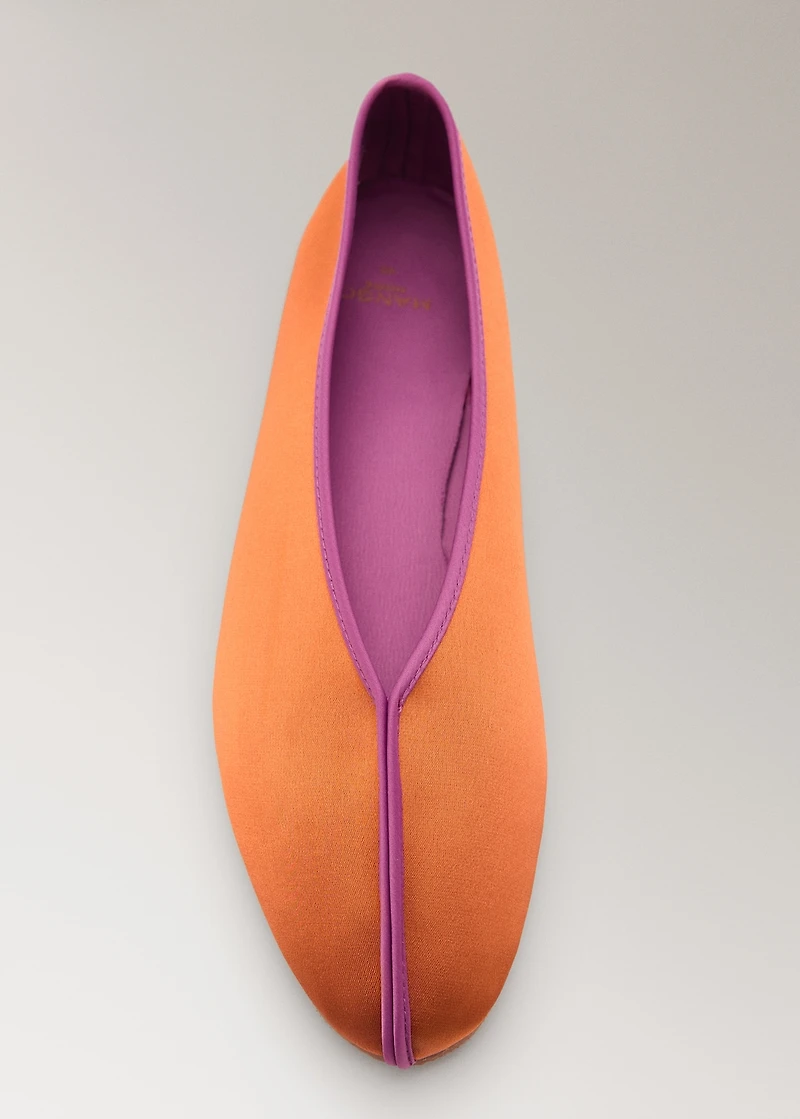 Satin ballet flats with contrast piping