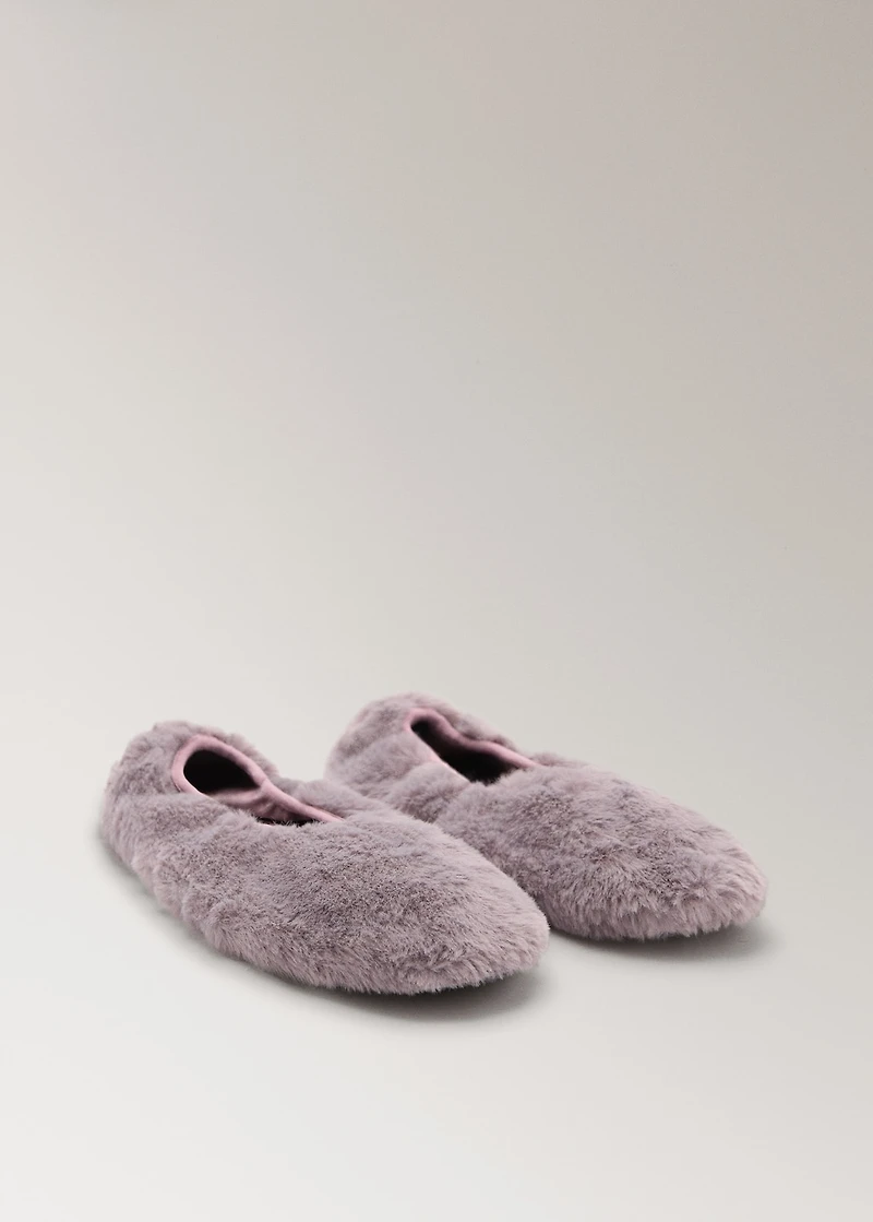 Faux-fur ballerina flats