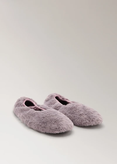 Faux-fur ballerina flats