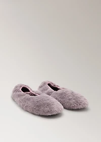 Faux-fur ballerina flats