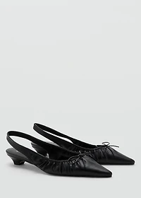 High-heel shoes with ruched bow