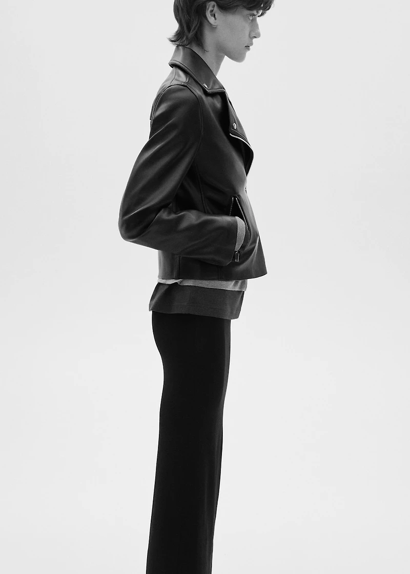 Faux-leather biker jacket