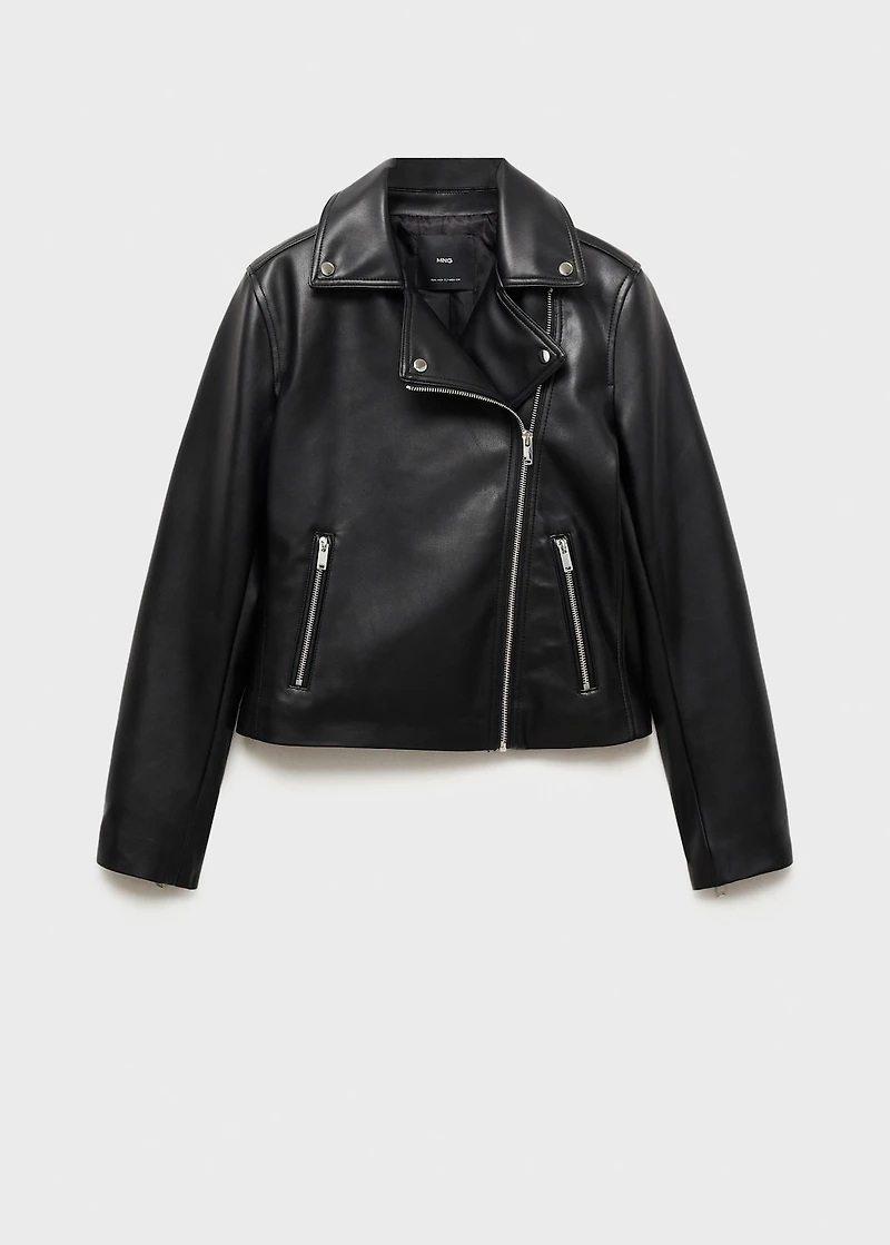 Faux-leather biker jacket