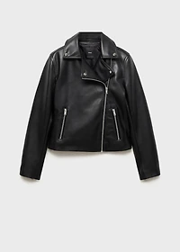 Faux-leather biker jacket