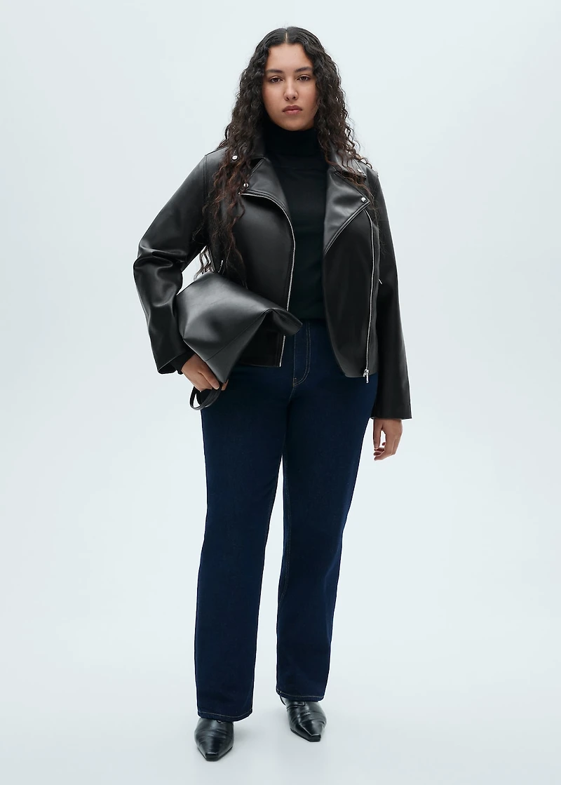 Faux-leather biker jacket