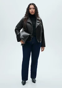 Faux-leather biker jacket