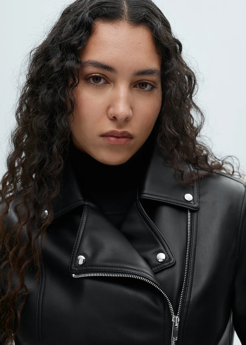 Faux-leather biker jacket