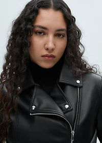 Faux-leather biker jacket