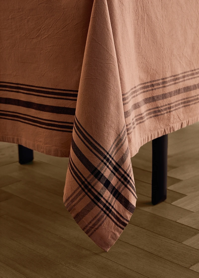 Cotton striped tablecloth for 2 to 4 diners