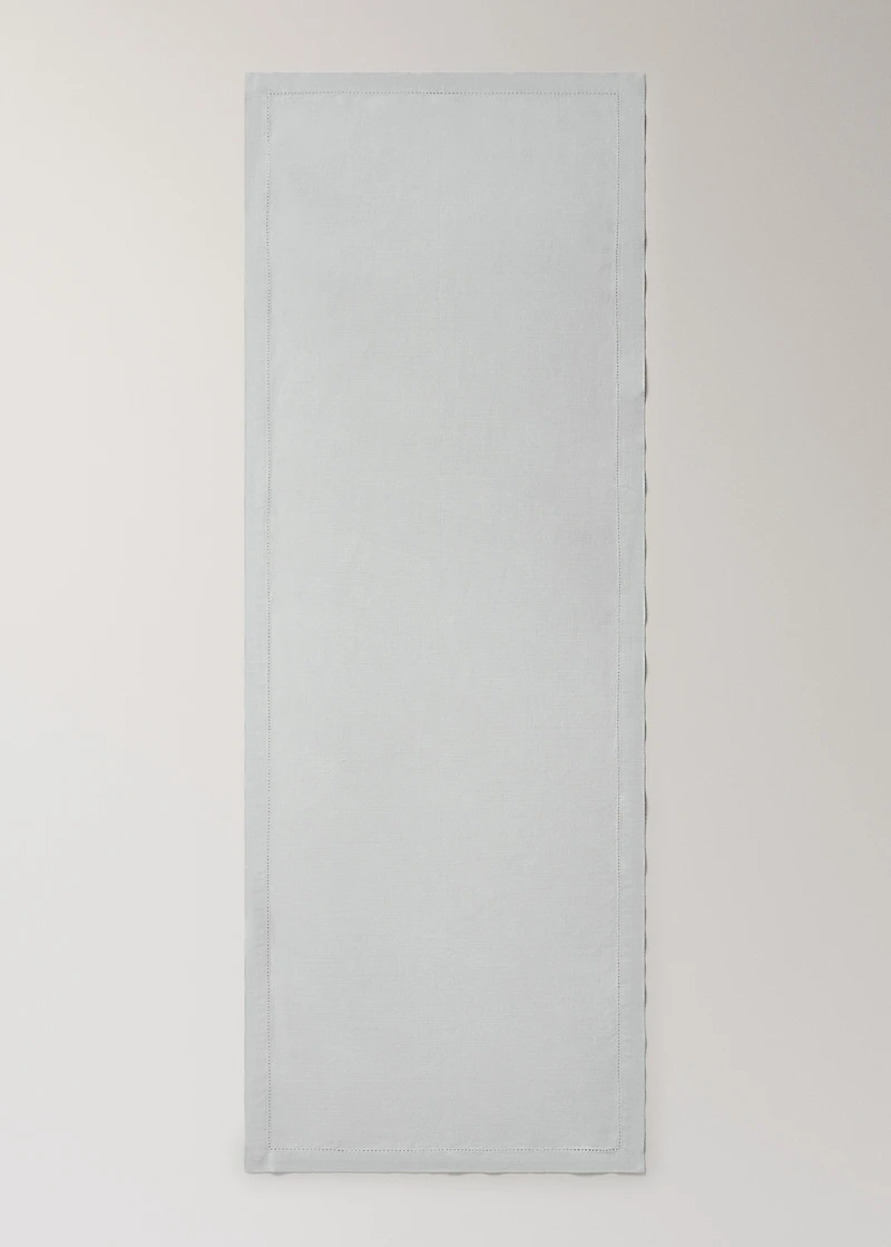 Cotton table runner with hemstitch detail