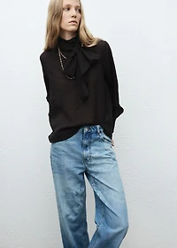 Straight-leg jeans with floral pattern