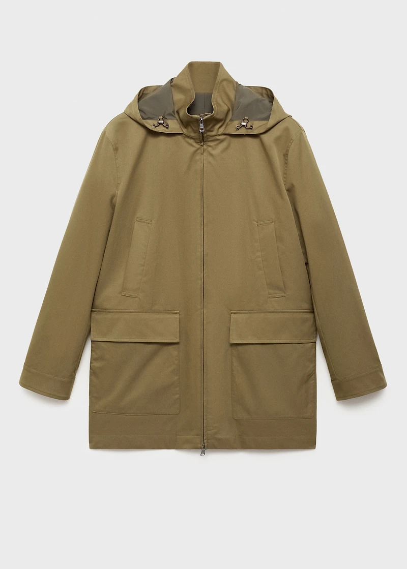 Water-repellent hooded barn jacket