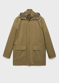 Water-repellent hooded barn jacket
