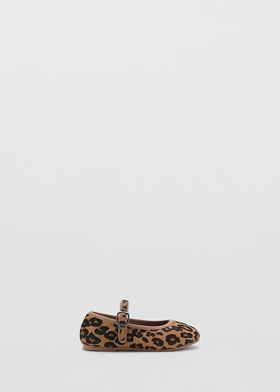 Leopard-print leather ballerinas