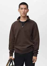 Regular-fit cotton sweatshirt with zipper
