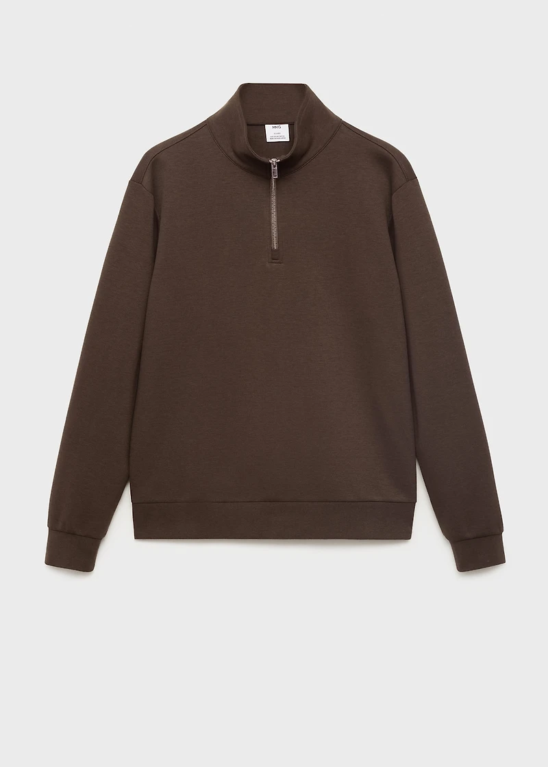 Regular-fit cotton sweatshirt with zipper