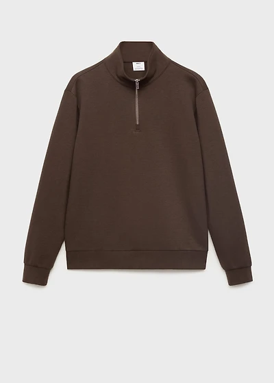 Regular-fit cotton sweatshirt with zipper