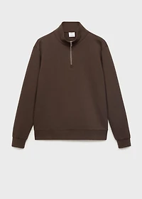 Regular-fit cotton sweatshirt with zipper