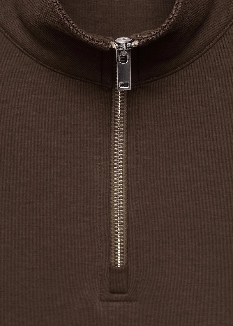 Regular-fit cotton sweatshirt with zipper
