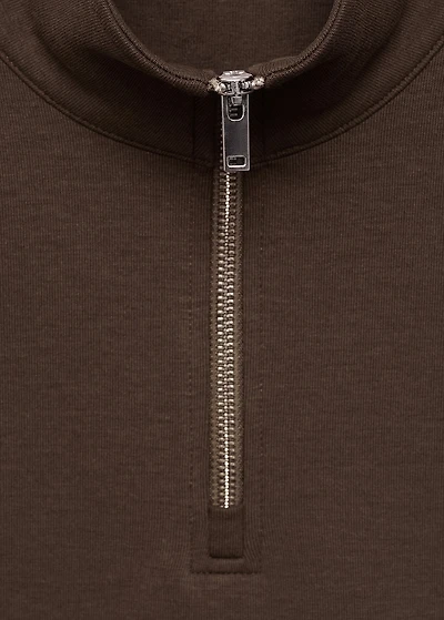 Regular-fit cotton sweatshirt with zipper
