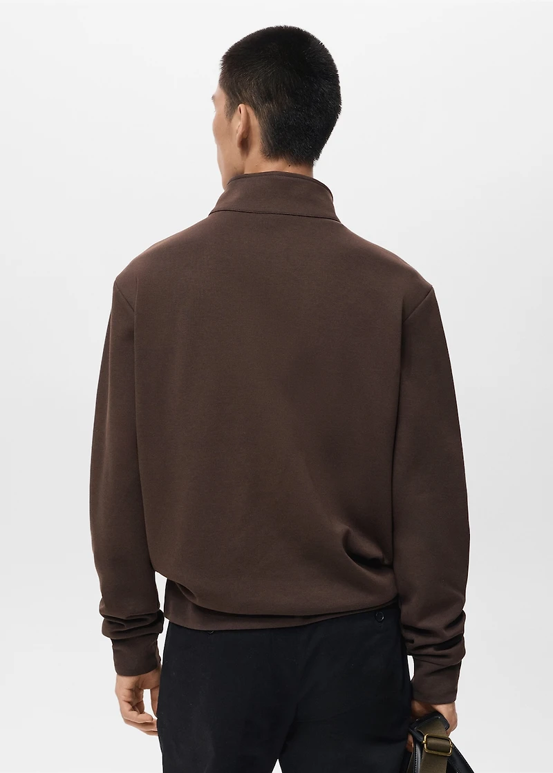 Regular-fit cotton sweatshirt with zipper