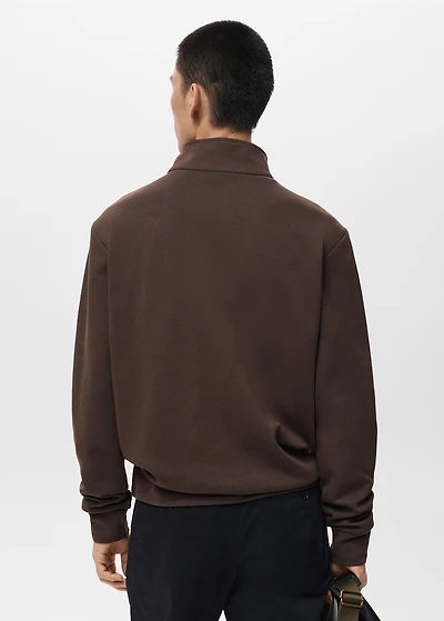 Regular-fit cotton sweatshirt with zipper