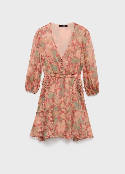 Floral puff-sleeve dress