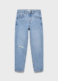 Mom fit decorative rips jeans