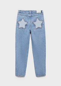 Mom fit decorative rips jeans